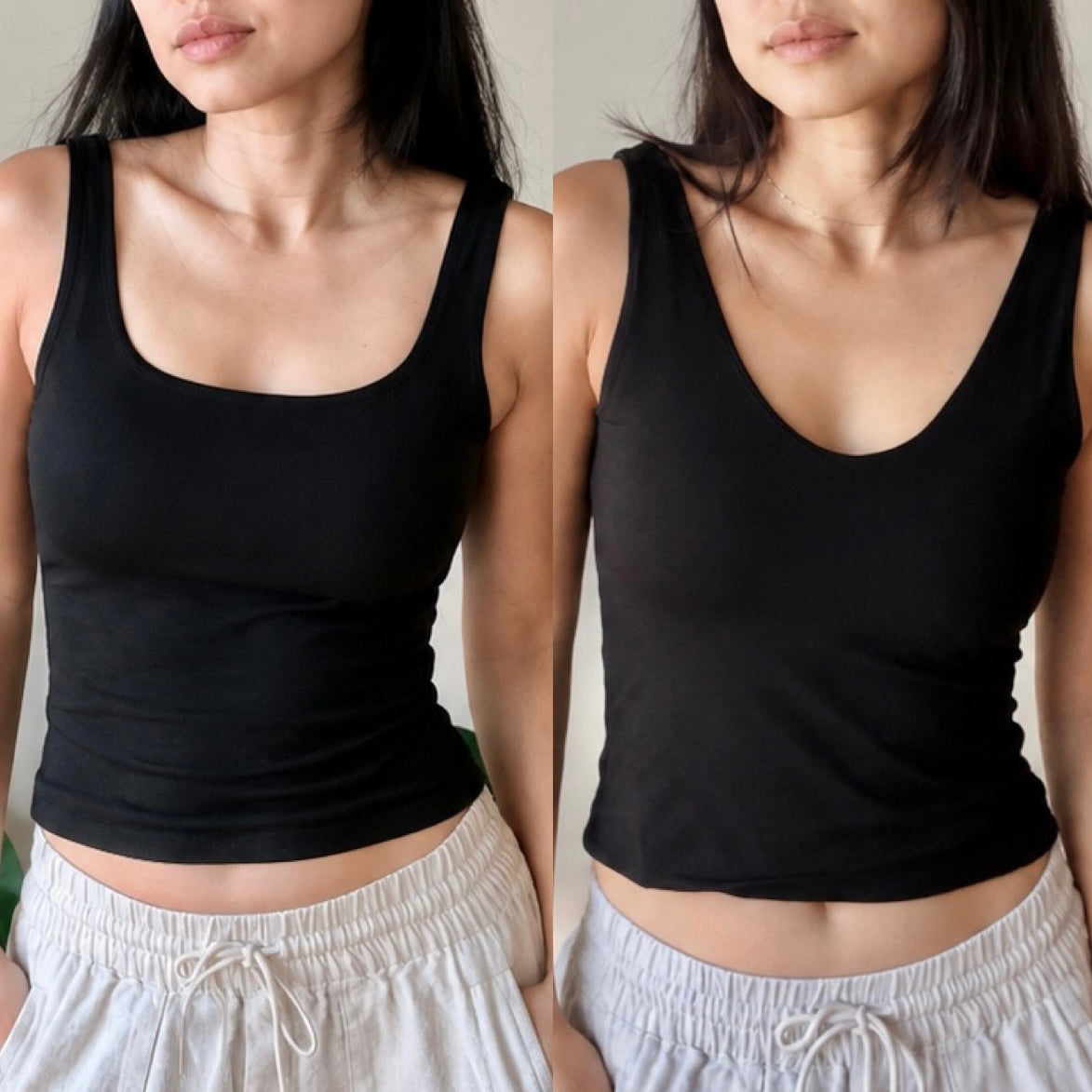 Reversible Square-to-Scoop Bamboo Tank - Double-layer