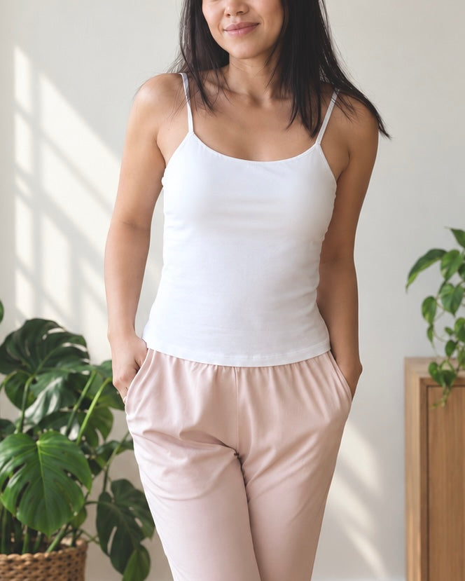 Organic Cotton & Bamboo Cami Tank Top with Built-In Bra