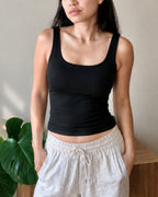 Reversible Square-to-Scoop Bamboo Tank - Double-layer