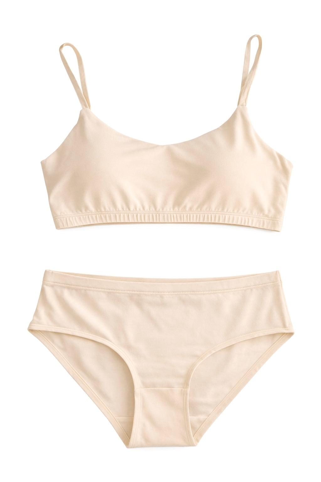 bamboo beige bra and low rise hipster underwear set