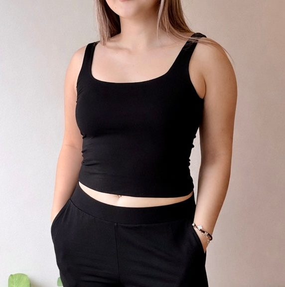 Reversible Bamboo Double Layer Tank Top - Square and V Scoop Neck