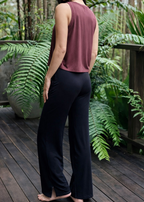 Bamboo Straight Leg Pants with Side Split