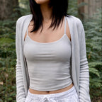 Bamboo Cotton Cami Crop Top Built-in Bra - Light Support