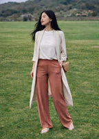 Bamboo Straight Leg Pants with Side Split