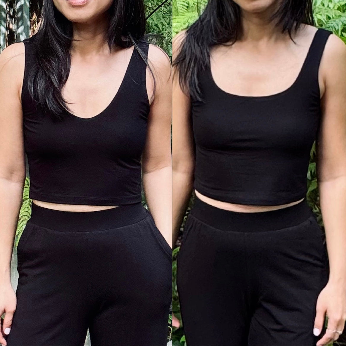 Bamboo Square & V Scoop Crop Top Built-in Bra